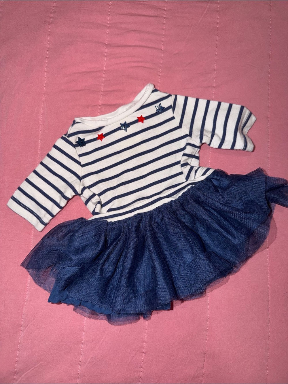 First Impressions White and Navy Striped Top